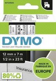 Dymo D1 12mm x 7m átlátszó-fekete feliratozógép szalag (45010) 