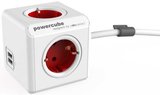 Allocacoc PowerCube Extended USB hálózati elosztó USB-vel 1.5m kábellel fehér-piros 