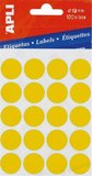 Apli 02063 kör alakú sárga papír etikett 19mm átmérő 100db 