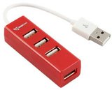 Sbox H-204R 4 portos USB2.0 HUB piros 