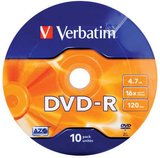 Verbatim DVD-R írható DVD lemez 4.7GB 16x tok nélküli 10db lemez zsugor csomagolásban 