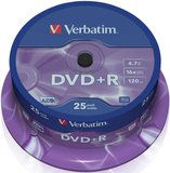 Verbatim DVD+R írható DVD lemez 4.7GB 16x 25db-os henger 