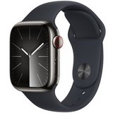 Apple Watch S9 GPS + Cellular 41mm grafit rozsdamentesacél tokos grafit sportszíjas (M/L) okosóra 