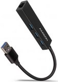 Axagon HMA-GL3A 3 portos USB3.0 HUB + LAN csatlakozó fekete 