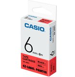 Casio XR-6RD1 6mm x 8m, piros-fekete feliratozógép szalag 
