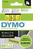 Dymo D1 12mm x 7m sárga-fekete feliratozógép szalag (45018) 