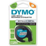 Dymo LetraTag 12mm x 4m, fémes ezüst-fekete műanyag feliratozógép szalag (91208) 