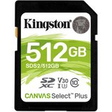 Kingston Canvas Select Plus 512GB SDXC Class 10 U3 UHS-I V30 memóriakártya 