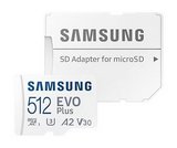 Samsung EVO Plus 512GB microSDXC Class 10 U3 UHS-I V30 A2 memóriakártya SD adapterrel 