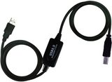Wiretek USB A-B 10m aktív erősítős nyomtató kábel fekete 